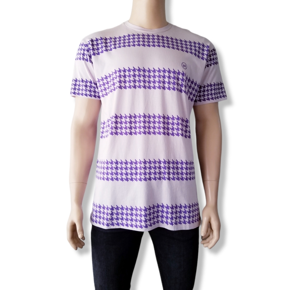 B.unique and Company Light Lavender & Purple Houndstooth Striped T-Shirt